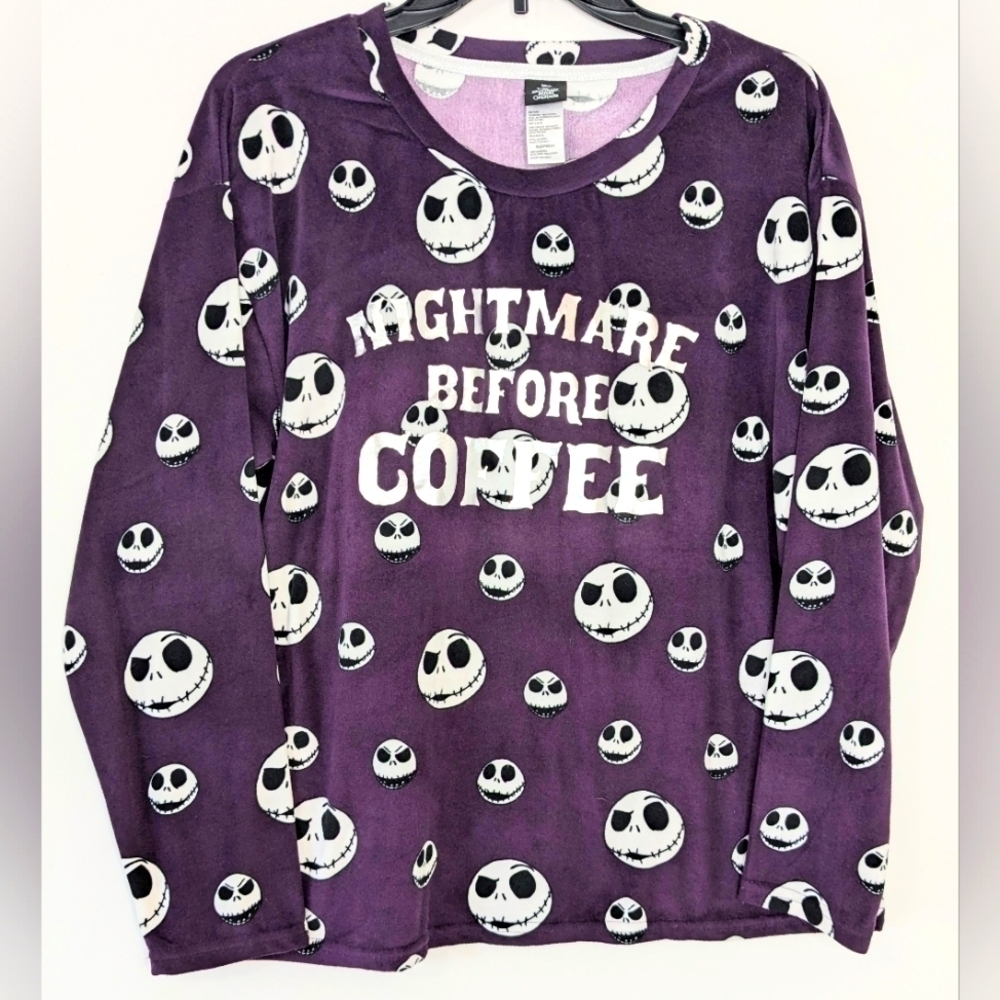 Disney Nightmare Before Christmas (Coffee) Soft Long Sleeve Purple Top Size M